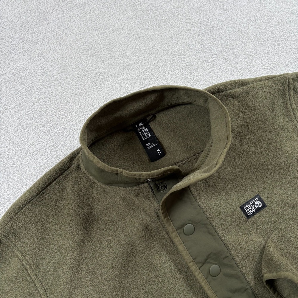 Mountain Hardwear Microchill‎ Snap Sweater Mens Medium Green Fleece Lined Winter